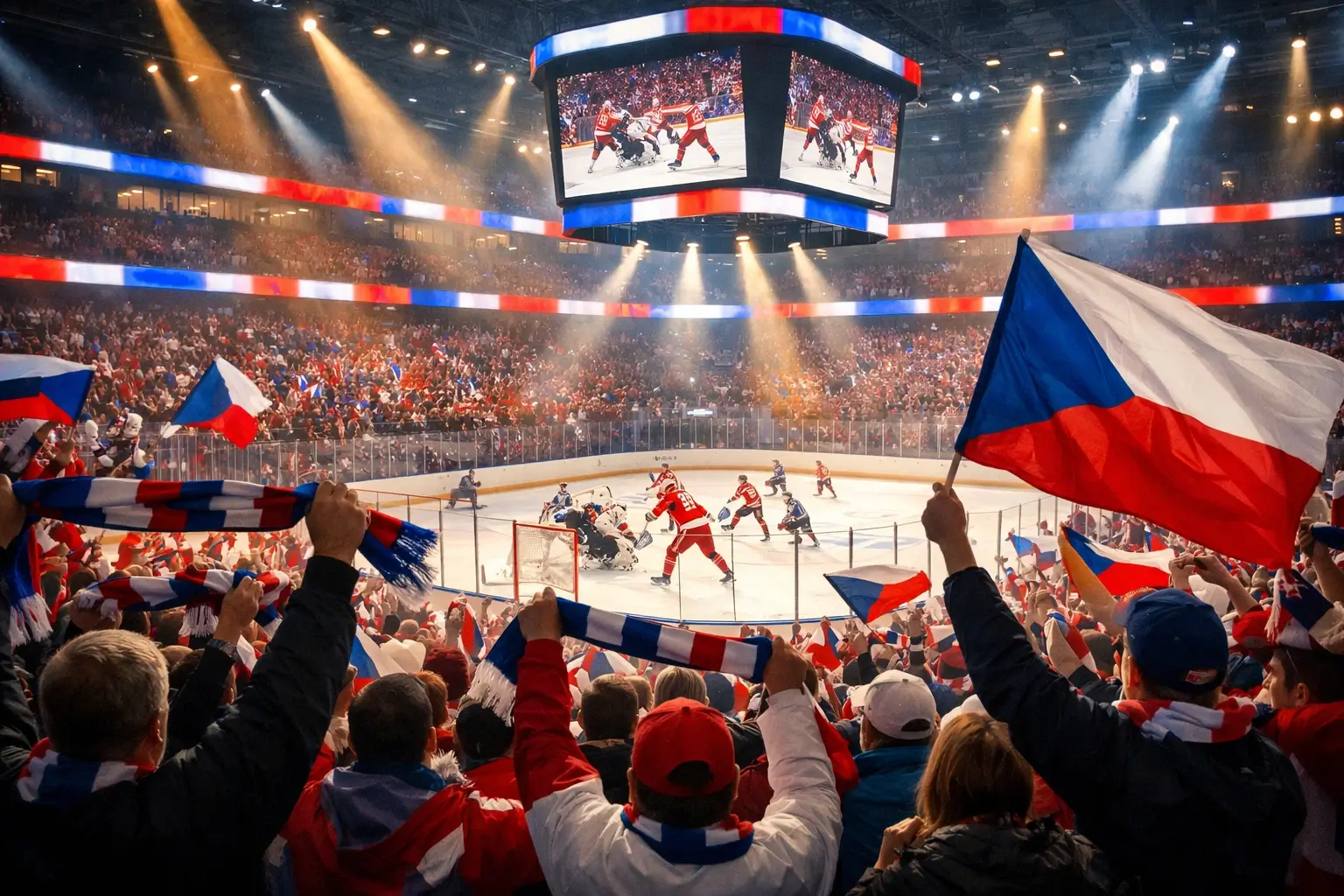 Atmosféra na hokejovém stadionu české extraligy s fanoušky